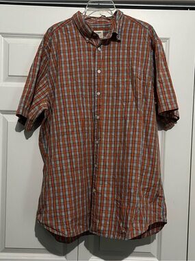 Old Navy Orange Plaid Button Down Shirt